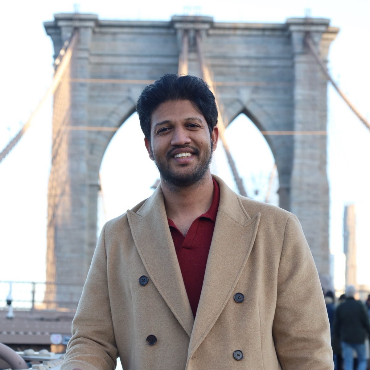 Aditya Reddy on the Brooklyn Bridge